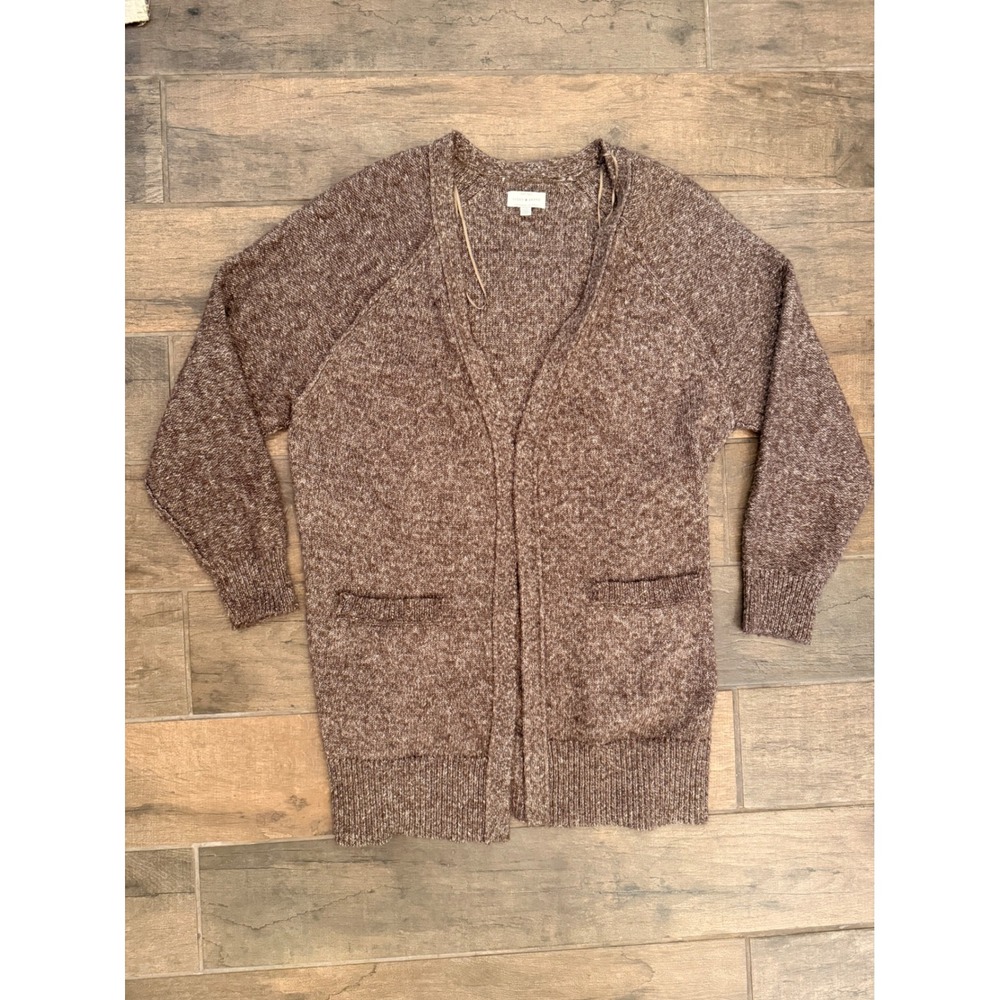 Lucky‎ Brand Womens Brown Marled Knit Open Front Cardigan Sweater Size Large